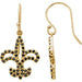 Ladies Natural Black Diamond Fleur-de-Lis Earrings — 14K Yellow Gold