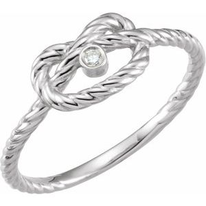Ladies Natural Diamond Rope Knot Ring (I2, G-H) — 14K White Gold