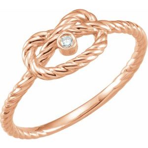 Ladies Natural Diamond Rope Knot Ring (I2, G-H) — 14K Rose Gold
