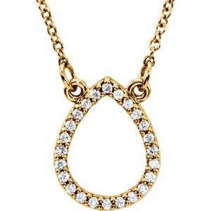 Ladies Natural Diamond Teardrop Necklace (I1, G-H) — 14K Yellow Gold