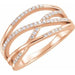 Ladies Natural Diamond Criss-Cross Ring — 14K Rose Gold
