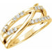 Ladies Natural Diamond Criss-Cross Ring — 14K Yellow Gold