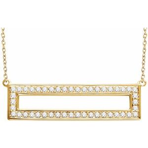 Ladies Natural Diamond Rectangle Necklace (I1, H+) — 14K Yellow Gold