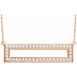 Ladies Natural Diamond Rectangle Necklace (I1, H+) — 14K Rose Gold