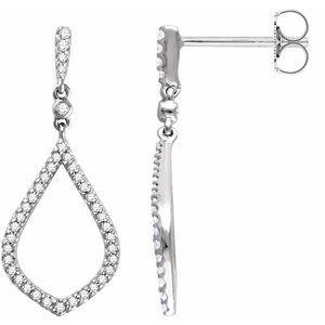 Ladies Natural Diamond Earrings — 14K White Gold