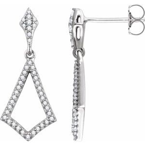 Ladies Natural Diamond Earrings — 14K White Gold