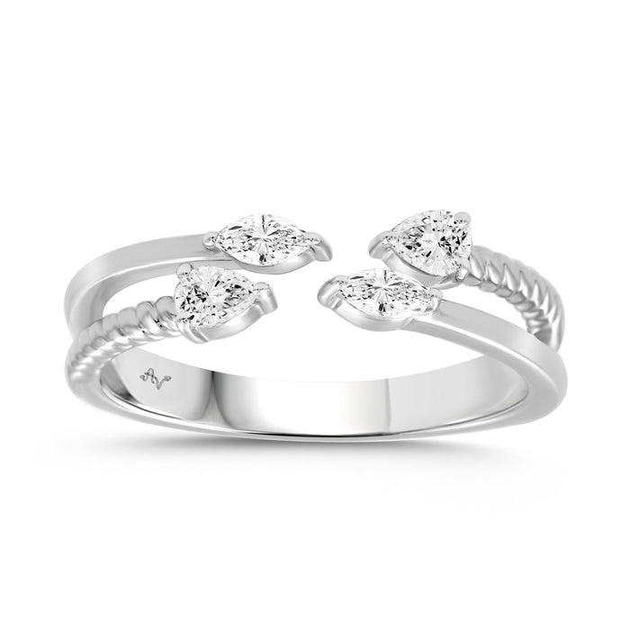 LADIES  RING 0.33CT PEAR/MARQUISE DIAMOND 14K WHITE GOLD