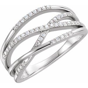 Ladies Natural Diamond Criss-Cross Ring — Platinum