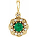 Ladies Natural Emerald Natural Diamond Pendant (I1, G-H) — 14K Yellow Gold