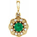Ladies Natural Emerald Natural Diamond Pendant (I1, G-H) — 14K White Gold