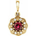 Ladies Natural Ruby Natural Diamond Pendant (I1, G-H) — 14K Yellow Gold