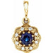 Ladies Natural Blue Sapphire Natural Diamond Pendant (I1, G-H) — 14K Yellow Gold