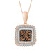 LADIES PENDANT 0.35CT ROUND/BAGUETTE DARK BROWN DIAMOND 14K ROSE GOLD (SI QUALITY)