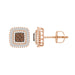 LADIES EARRINGS 0.50CT ROUND/BAGUETTE DARK BROWN DIAMOND 14K ROSE GOLD (SI QUALITY)