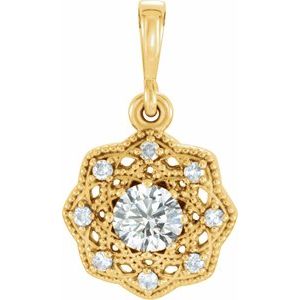 Ladies Natural Diamond Halo-Style Pendant (I1, G-H) — 14K Yellow Gold