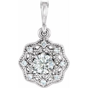 Ladies Natural Diamond Halo-Style Pendant (I1, G-H) — 14K White Gold