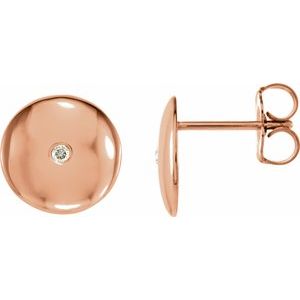 Ladies Natural Diamond Domed Earrings (I1, G-H) — 14K Rose Gold