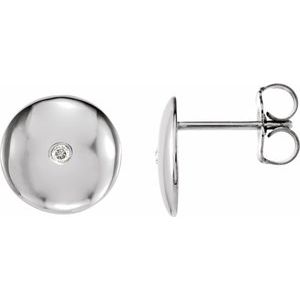 Ladies Natural Diamond Domed Earrings (I1, G-H) — Platinum