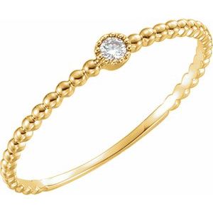 Ladies Natural Diamond Beaded Bezel-Set Ring (I1, H-I) — 14K Yellow Gold