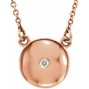 Ladies Natural Diamond Domed 16 1/ Necklace (I1, G-H) — 14K Rose Gold