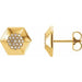 Ladies Natural Diamond Geometric Earrings — 14K Yellow Gold