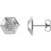 Ladies Natural Diamond Geometric Earrings — 14K White Gold