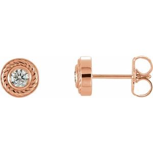 Ladies Natural Diamond Rope Earrings (I1, G-H) — 14K Rose Gold