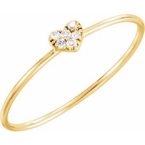 Ladies Natural Diamond Petite Heart Cluster Ring (I1, H-I) — 14K Yellow Gold