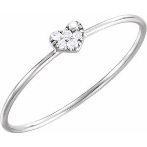 Ladies Natural Diamond Petite Heart Cluster Ring (I1, H-I) — 14K White Gold