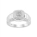 Sterling Silver Men'S Diamond Ring 0.25CT Round & Baguette Cut Fashion Jewelry