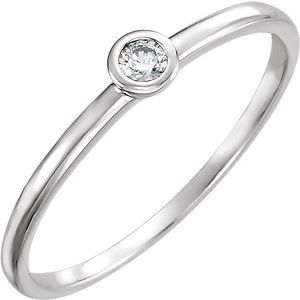 Ladies Natural Diamond Bezel-Set Ring (I1, H-I) — 14K White Gold