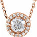 Ladies Natural Diamond Halo-Style Necklace (I1, G-H) — 14K Rose Gold