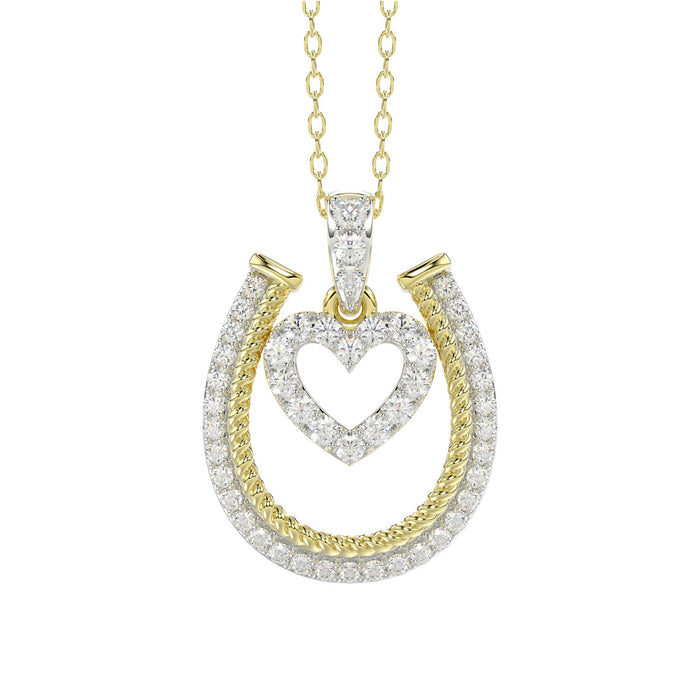 LADIES PENDANT WITH CHAIN 0.25CT ROUND DIAMOND 14K YELLOW GOLD