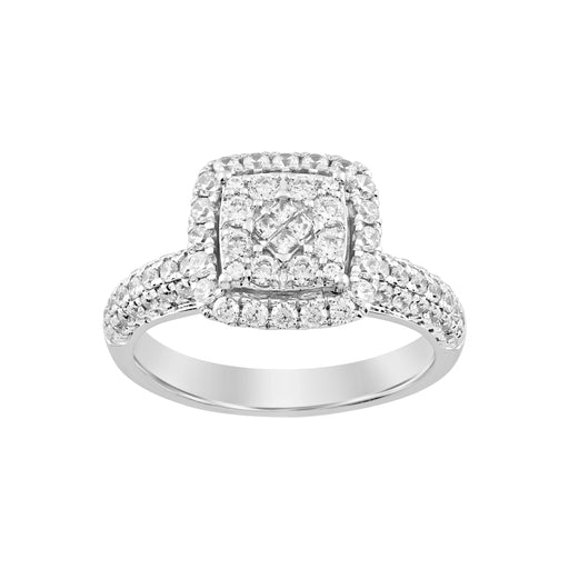 LADIES  RING 1.00CT ROUND/PRINCESS DIAMOND 14K WHITE GOLD