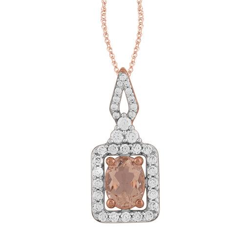 LADIES PENDANT WITH CHAIN 0.75CT ROUND/OVAL DIAMOND 14K ROSE GOLD(CENTER STONE 1.00 CT OVAL DIAMOND)