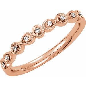 Ladies Natural Diamond Stackable Ring (I1, Ghi) — 14K Rose Gold