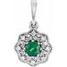 Ladies Natural Emerald Natural Diamond Halo-Style Pendant (Si2-Si3, G-H) — Platinum