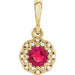Ladies Natural Ruby Natural Diamond Halo-Style Pendant (I1, G-H) — 14K Yellow Gold