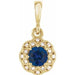 Ladies Natural Blue Sapphire Natural Diamond Halo-Style Pendant (I1, G-H) — 14K Yellow Gold