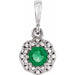Ladies Natural Emerald Natural Diamond Halo-Style Pendant (I1, G-H) — 14K White Gold