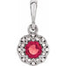Ladies Natural Ruby Natural Diamond Halo-Style Pendant (Si2-Si3, G-H) — Platinum