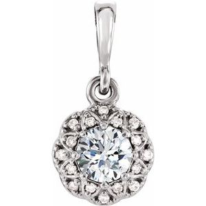 Ladies Natural Diamond Halo-Style Pendant (I1, G-H) — 14K White Gold