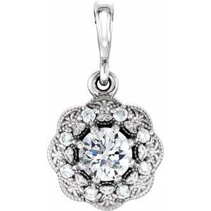 Ladies Natural Diamond Pendant (I1, G-H) — 14K White Gold