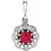 Ladies Natural Ruby Natural Diamond Pendant (I1, G-H) — 14K White Gold