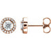 Ladies Natural Diamond Halo-Style Earrings — 14K Rose Gold