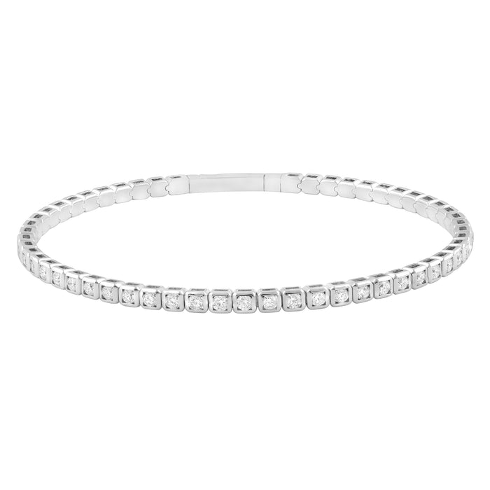 LADIES BANGLE 2.00CT ROUND DIAMOND 14K WHITE GOLD