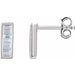 Ladies Natural Diamond Baguette Bar Earrings (I1, H+) — 14K White Gold