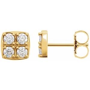 Ladies Natural Diamond Earrings — 14K Yellow Gold