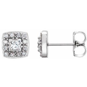 Ladies Natural Diamond Earrings — 14K White Gold