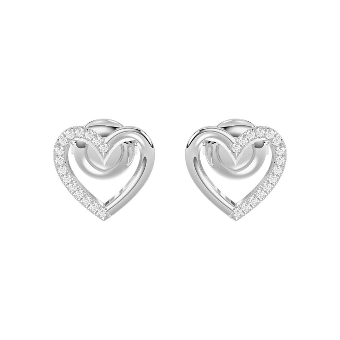 LADIES EARRINGS 0.10CT ROUND DIAMOND 14K WHITE GOLD